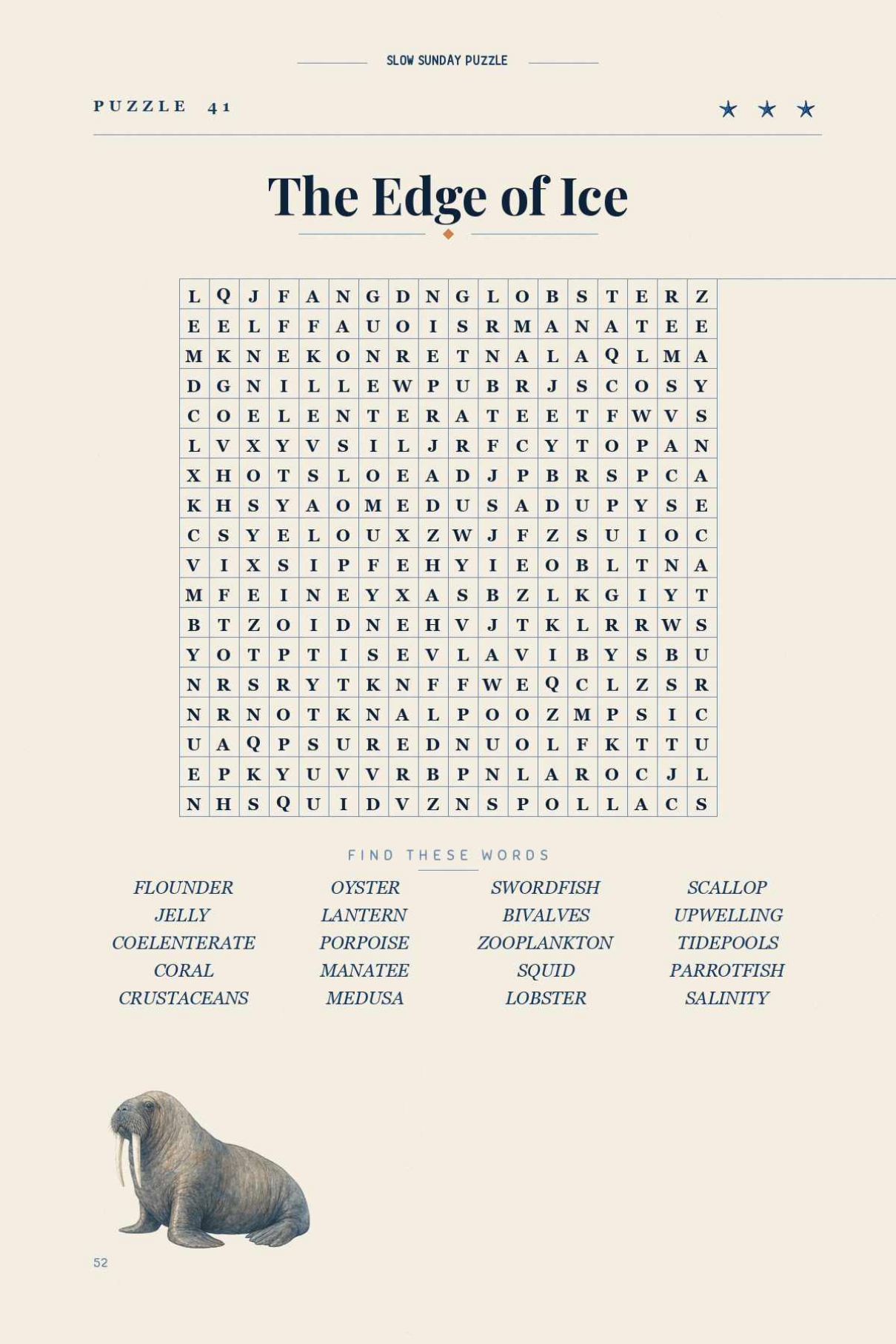 Inside Ocean Word Search — a hard puzzle, 'The Edge of Ice'